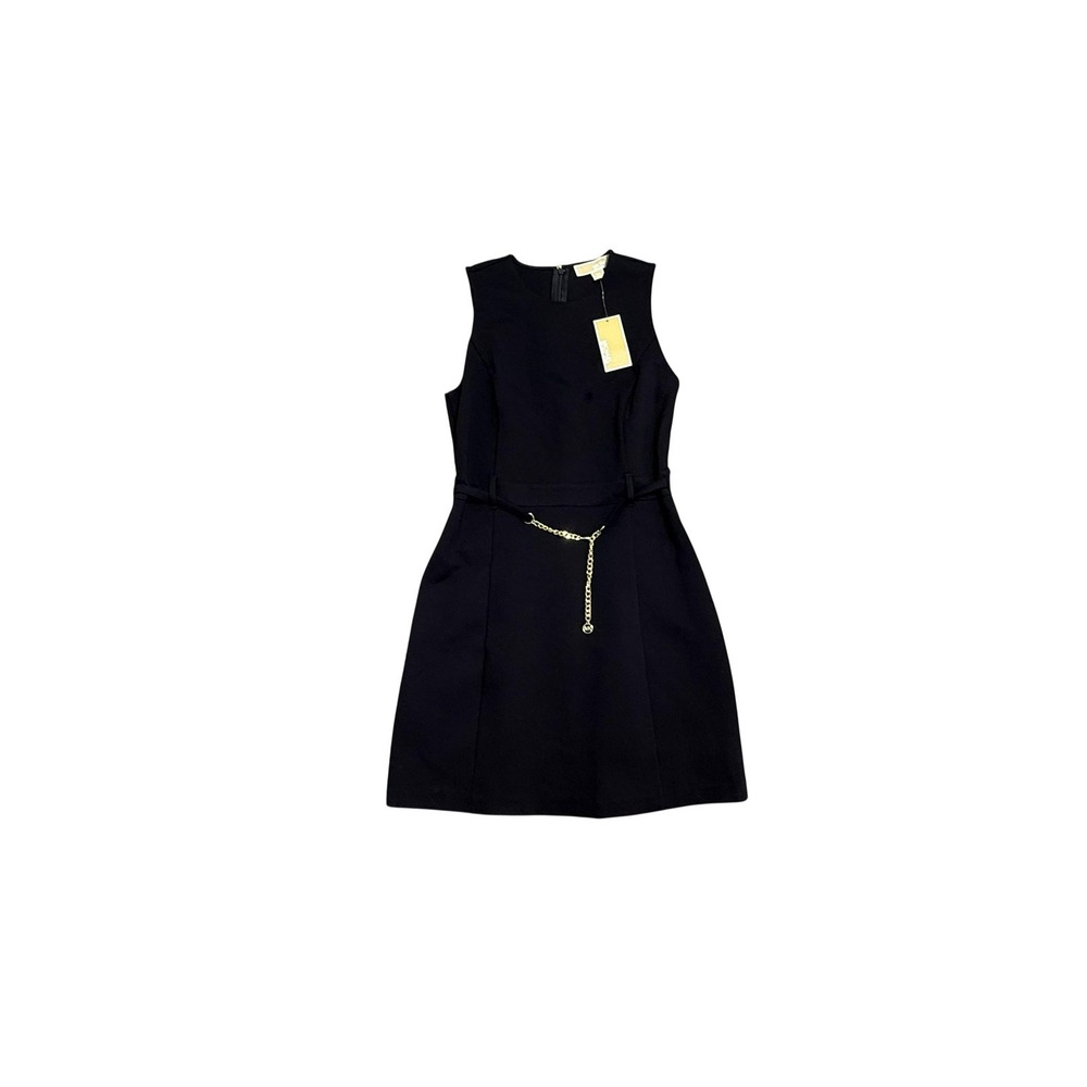 MICHAEL Michael Kors Dress Womens Small Black Belted Fit Flare Sleeveless Knit
